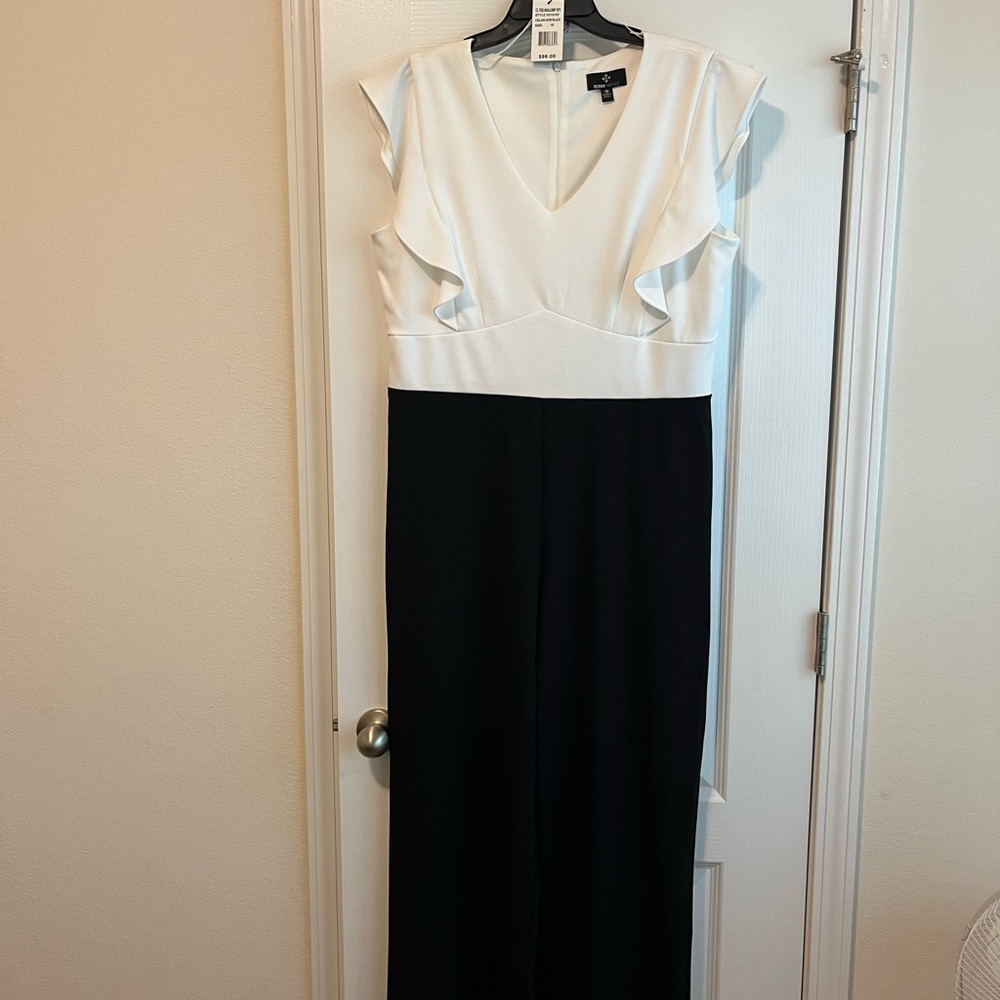 Ronni Nicole Black and White Ruffle Jumpsuit